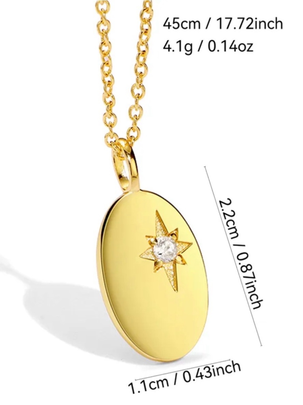 Gold Starburst Pendant Necklace NWT 18KT Gold Plated - Picture 3 of 3